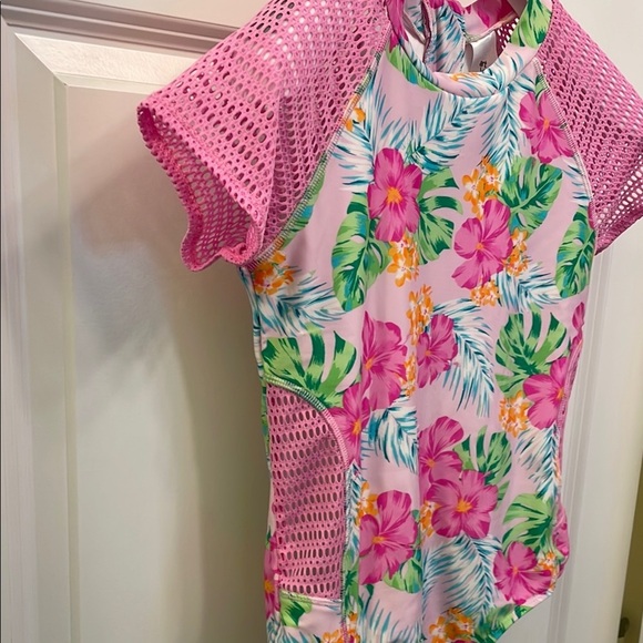 Art Class Pink and Green One Piece Swimwear EC XL 14 - Picture 4 of 15